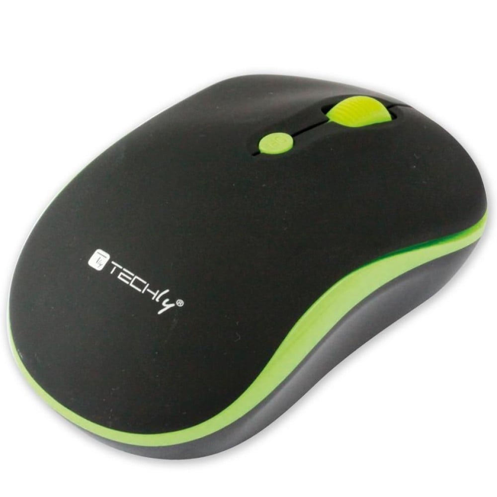 Wireless Mouse 2.4 GHz Black / Green - TECHLY - IM 1600-WT-BGW