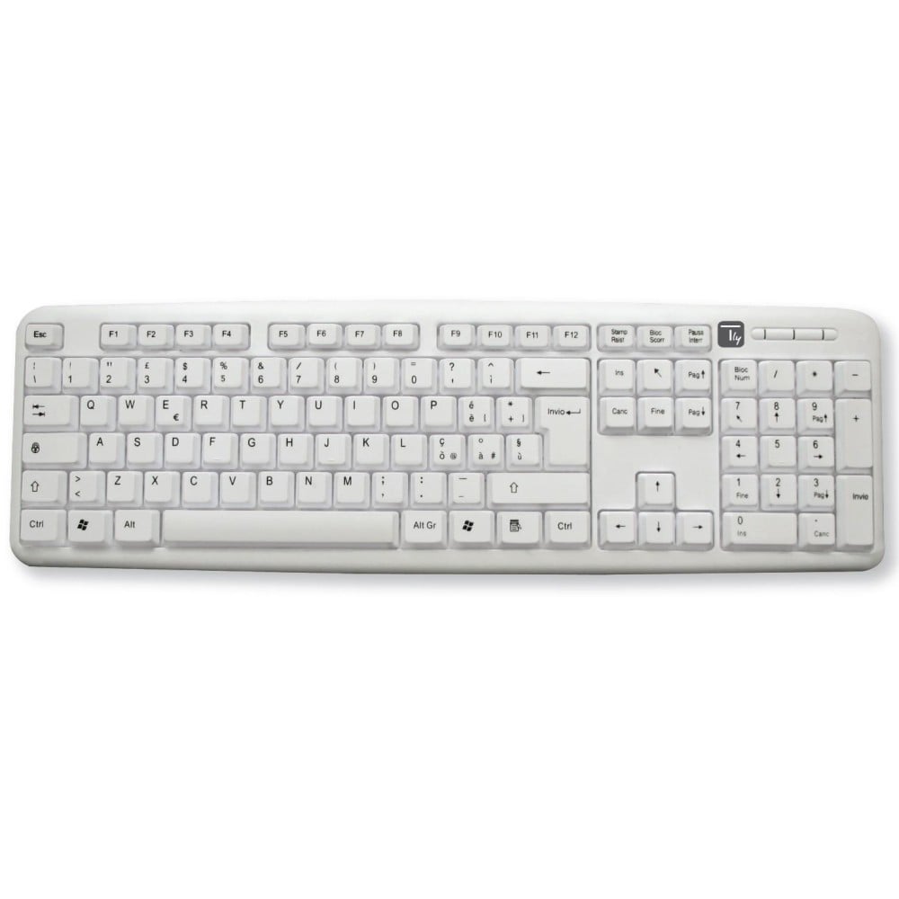 Standard USB Keyboard 105 keys, White - TECHLY - IDATA 955-UWH-1