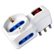Adapter with 2 bypass sockets and 1 bypass / Schuko socket with 16A plug - TECHLY - IUPS-PCP-2RL